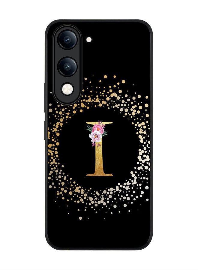 For vivo Y29s 5G / Y19s 5G Case,Slim fit Camera Protection, Shockproof Thin Phone cover  - Custom Monogram Floral - I ( Black )